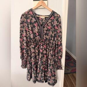 Melloday Floral Smocked Babydoll Dress Boho Cottagecore Long Sleeve Mini